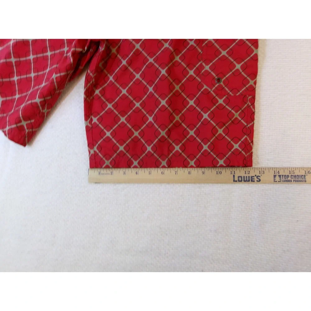 Oakley Mens Red Geometric Print Board Shorts Size 32 Swim Trunks Cargo‎ Pocket